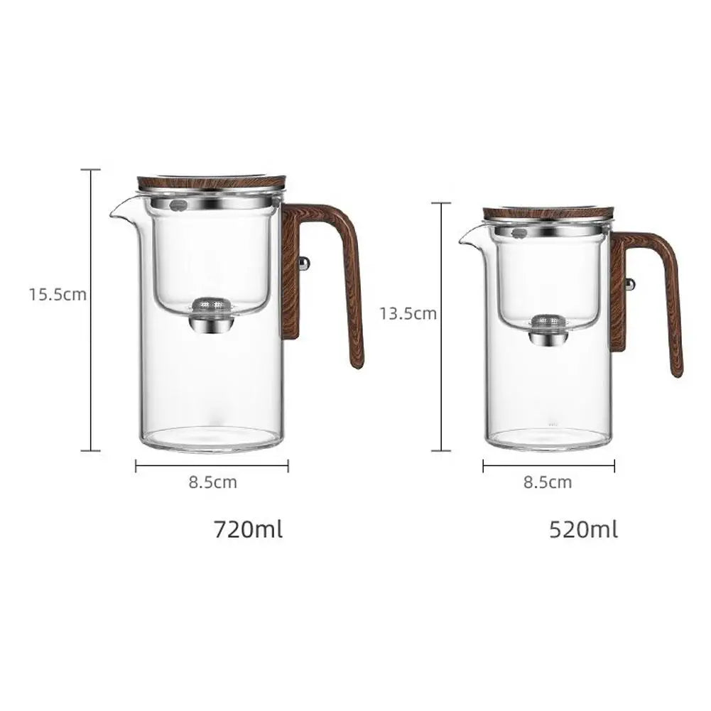 Misty Glass Teapot with Magnetic Tea Separation & Wooden Handle