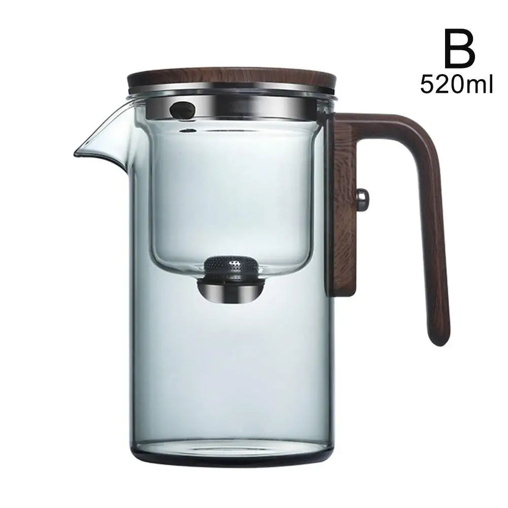 Misty Glass Teapot with Magnetic Tea Separation & Wooden Handle