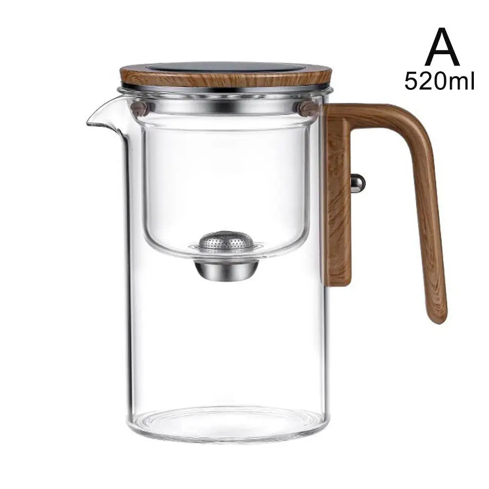 Misty Glass Teapot with Magnetic Tea Separation & Wooden Handle